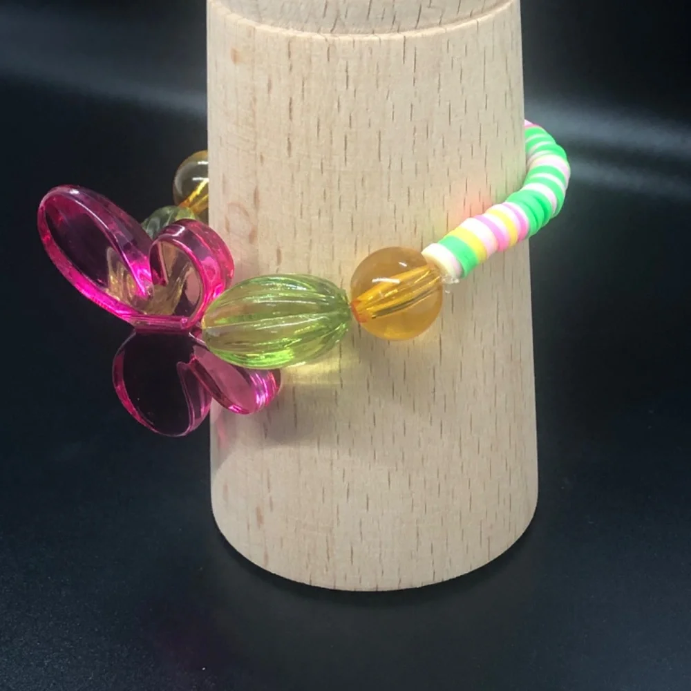 Butterfly Elastic Clay Beads Stretch Bracelet - Picture 4 of 14